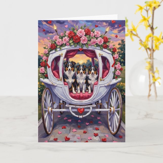 Cartão Border Collie Dia dos Namorados (Flor Amarela)