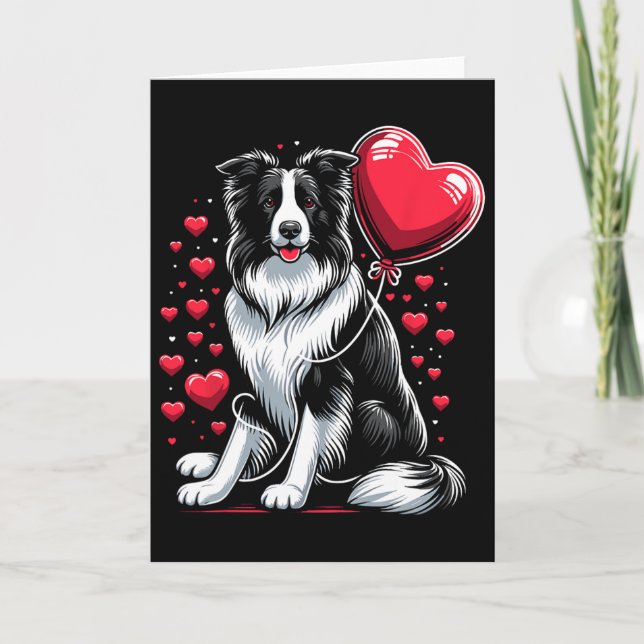 Cartão Border Collie Dog Valentine's Day Dog Owner Valent (Frente)
