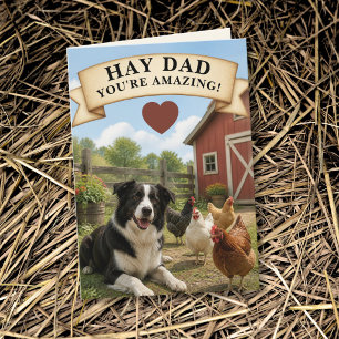 Cartão Border Collie Frango Celebração do Dia dos Pais no