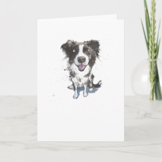 Cartão Border Collie, funny Dog illustration Birthday (Frente)