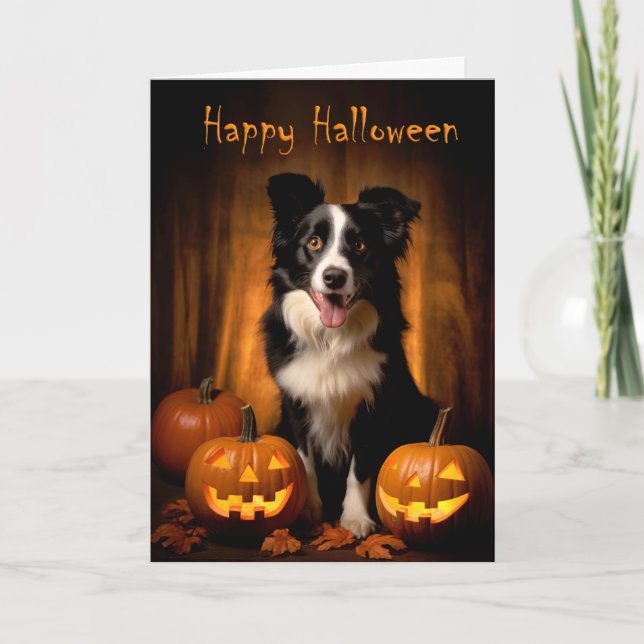 Cartão Border Collie Halloween (Frente)