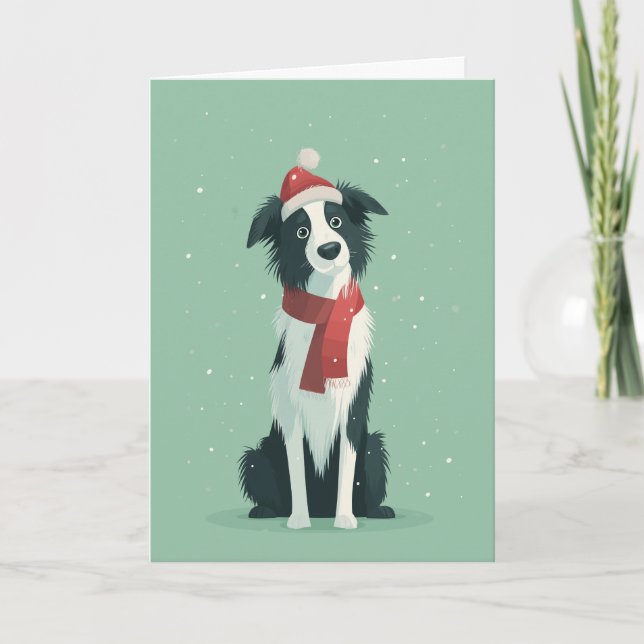 Cartão Border Collie Holiday Greeting (Frente)