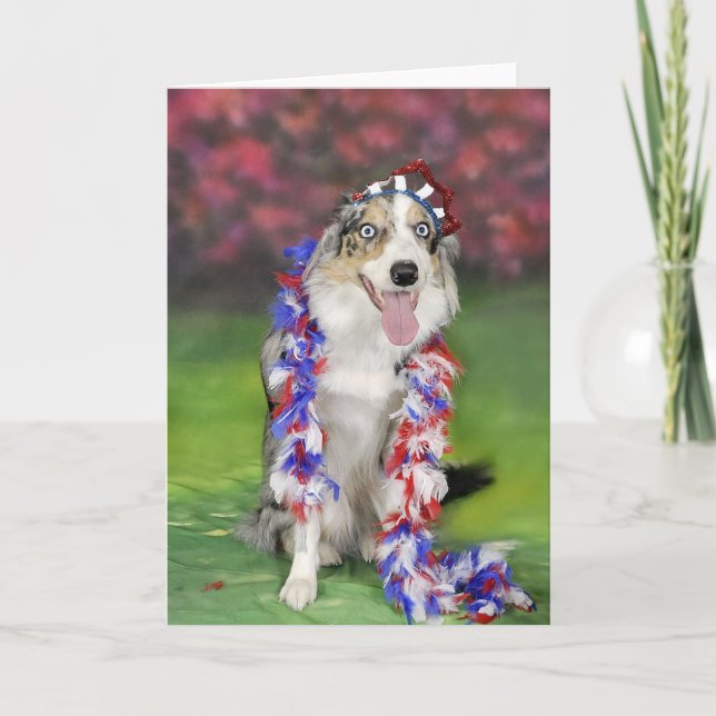 Cartão Border Collie Notecard~Memorial Day (Frente)