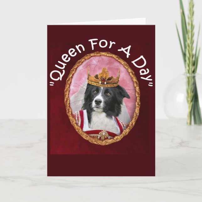 Cartão Border Collie Notecard~"Mother's Day"~Queen (Frente)