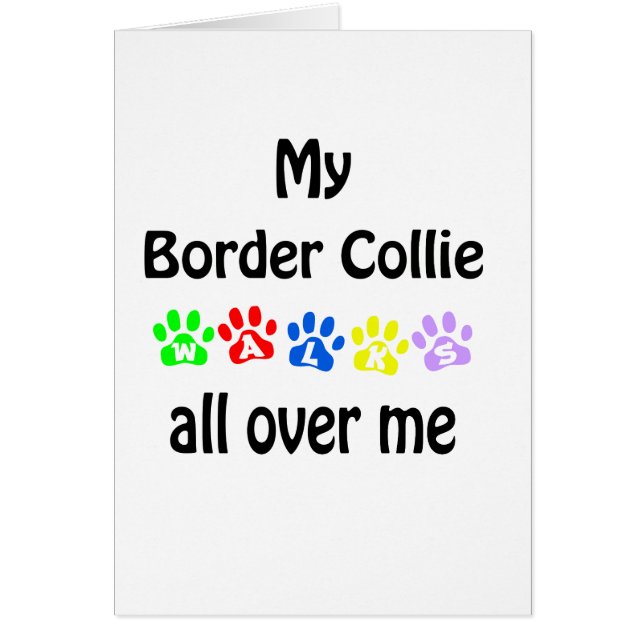 Cartão Border Collie Walks Design (Frente)