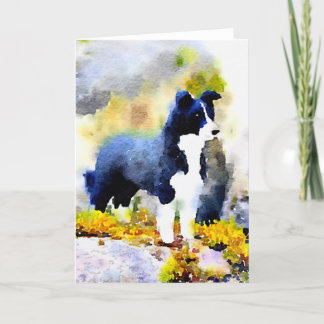 Cartão Border Collie watercolor note card