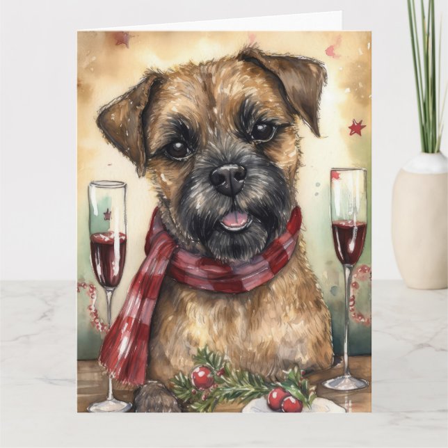 Cartão Border Terrier Ano Novo (Frente)