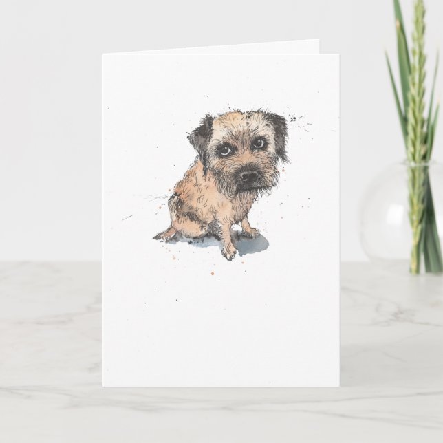 Cartão Border Terrier illustration,  funny Dog Birthday (Frente)