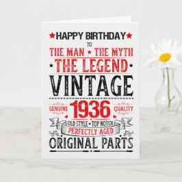 Cartão Born in 1936 Birthday the Man the Myth the Legend