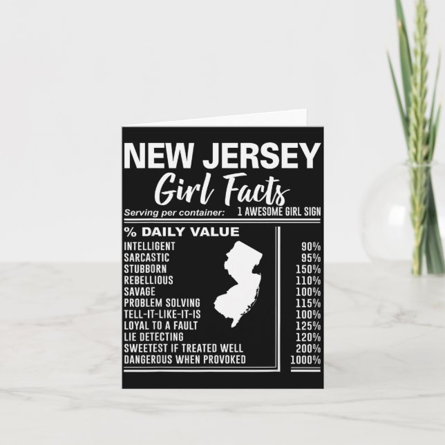 Cartão Born In New Jersey - New Jersey Girl Facts  (Frente)