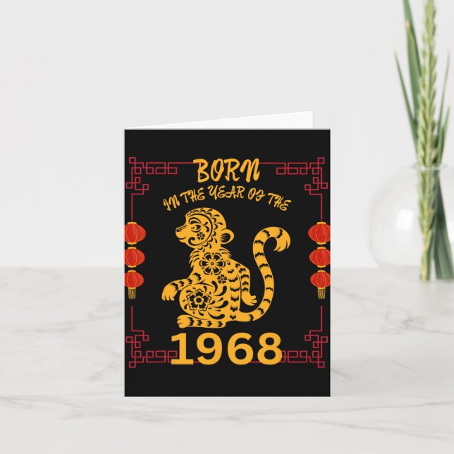 Cartão Born In The Year Of The Monkey 1968 Chinese New Ye (Frente)