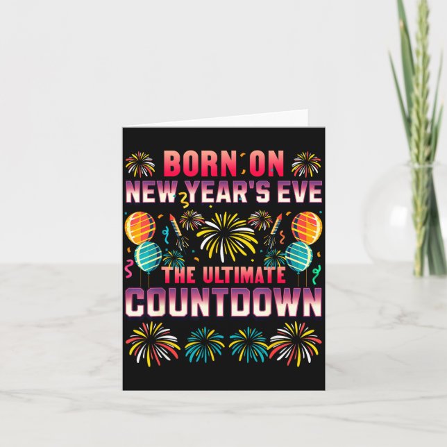 Cartão Born On New Year's Eve. Countdown. Birthday  (Frente)