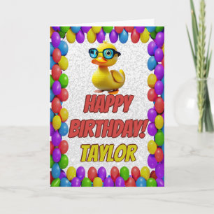 Cartão Borracha Pato Personalizado Saudação Aniversário