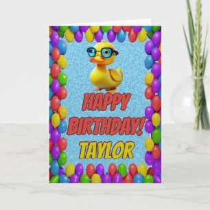 Cartão Borracha Pato Personalizado Saudação Aniversário