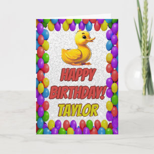 Cartão Borracha Pato Personalizado Saudação Aniversário