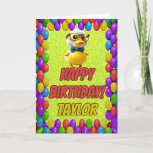 Cartão Borracha Pato Personalizado Saudação Aniversário