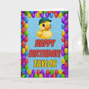 Cartão Borracha Pato Personalizado Saudação Aniversário