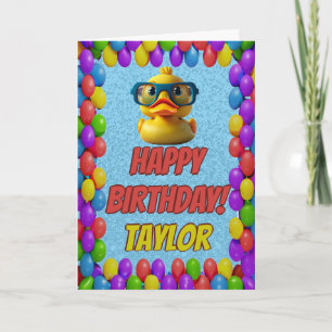 Cartão Borracha Pato Personalizado Saudação Aniversário