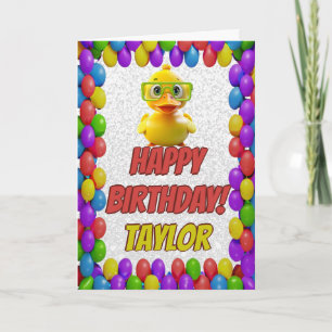 Cartão Borracha Pato Personalizado Saudação Aniversário