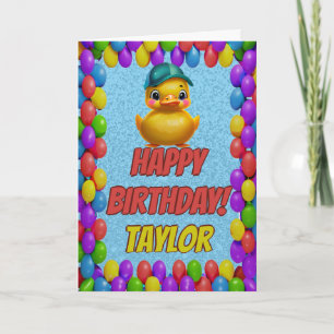 Cartão Borracha Pato Personalizado Saudação Aniversário