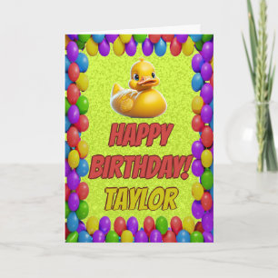 Cartão Borracha Pato Personalizado Saudação Aniversário