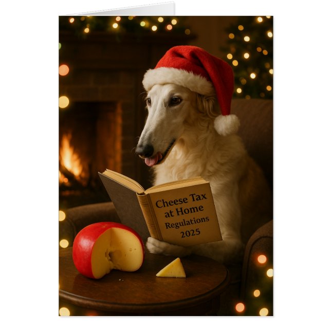 Cartão Borzoi 'Cheese Tax' Christmas card (Frente)