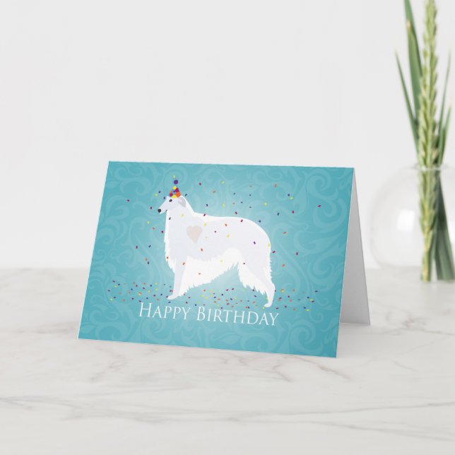 Cartão Borzoi Happy Birthday Design (Frente)