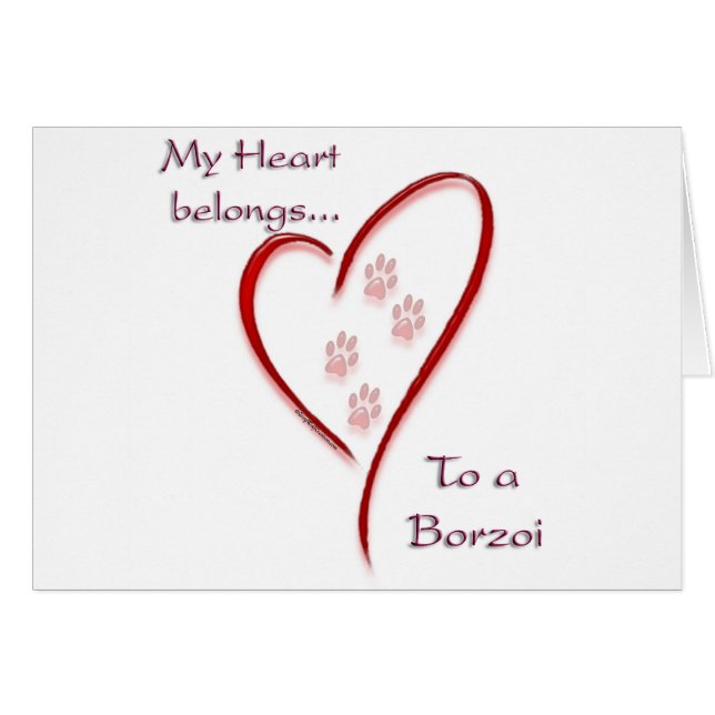 Cartão Borzoi Heart Pertence (Frente Horizontal)
