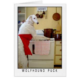 Cartão Borzoi Lebrel Russo "Lebrel Puck" Cão