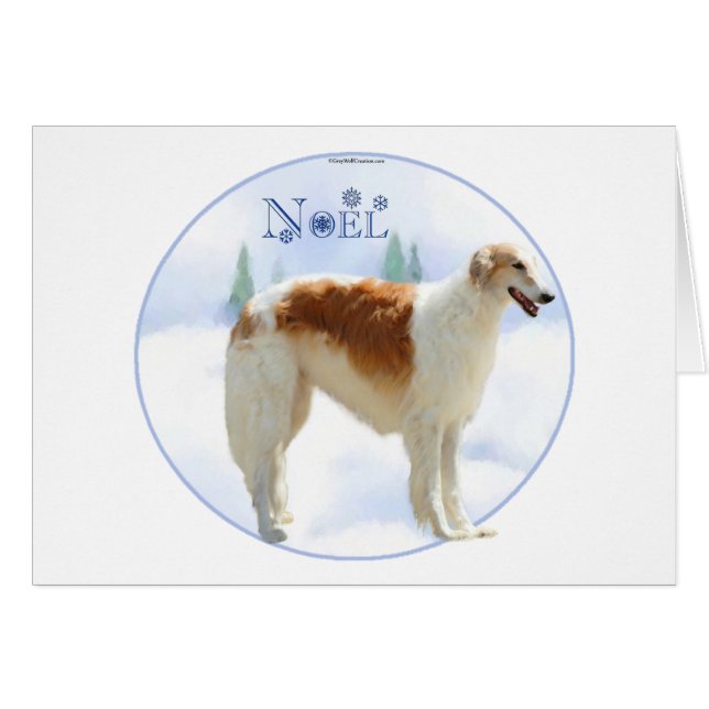 Cartão Borzoi Noel (Frente Horizontal)