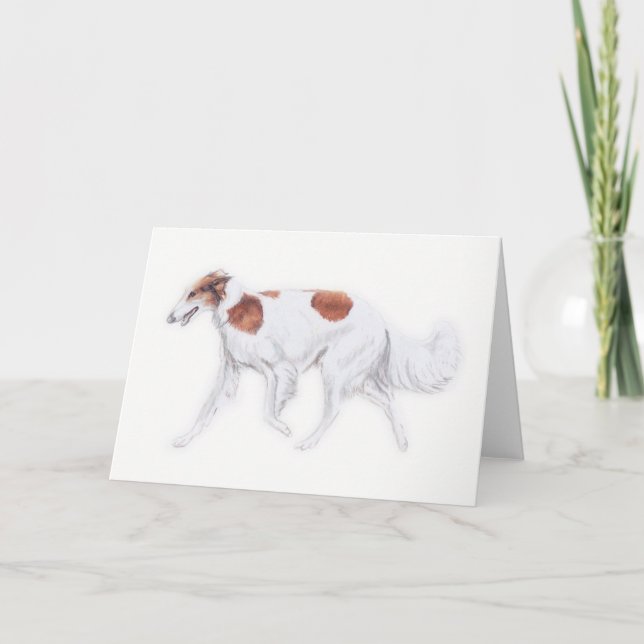 Cartão Borzoi Russian Wolfhound Dog Art Greeting Card (Frente)