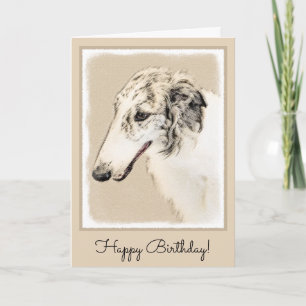 Cartão Borzoi (Silver Brindle) Painting Original Dog Art