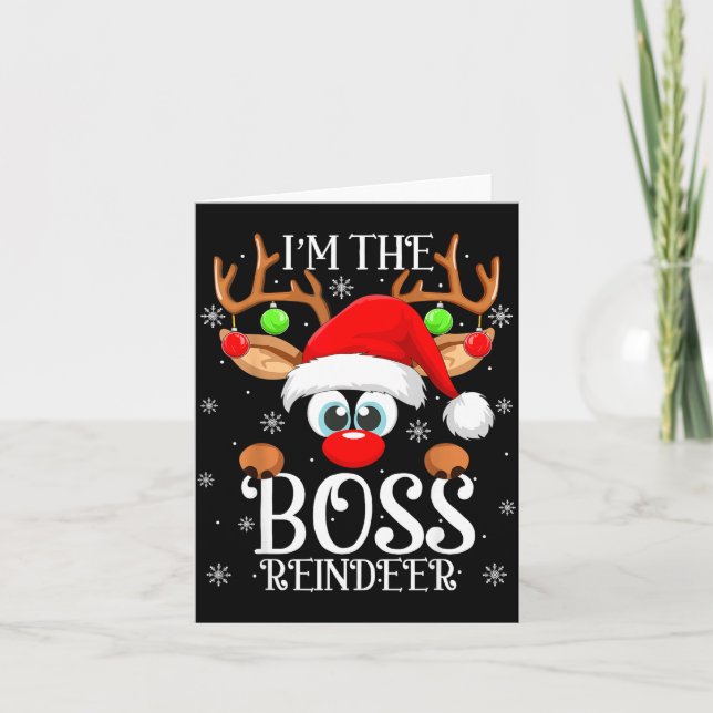 Cartão Boss Reindeer Christmas Family Matching Group Funn (Frente)