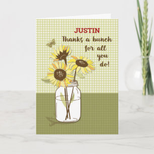 Cartão Boss’s Day, Custom Name, Justin, with Sunflowers