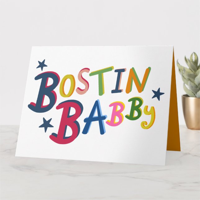 Cartão BOSTIN BABBY Black Country escreve New Baby Card (Planta pequena)