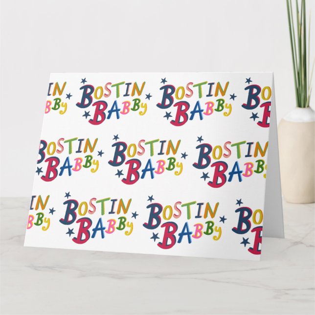 Cartão BOSTIN BABBY Black Country escreve New Baby Card (Frente)