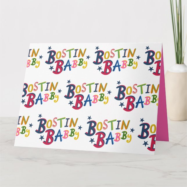 Cartão BOSTIN BABBY Black Country escreve New Baby Card (Frente)