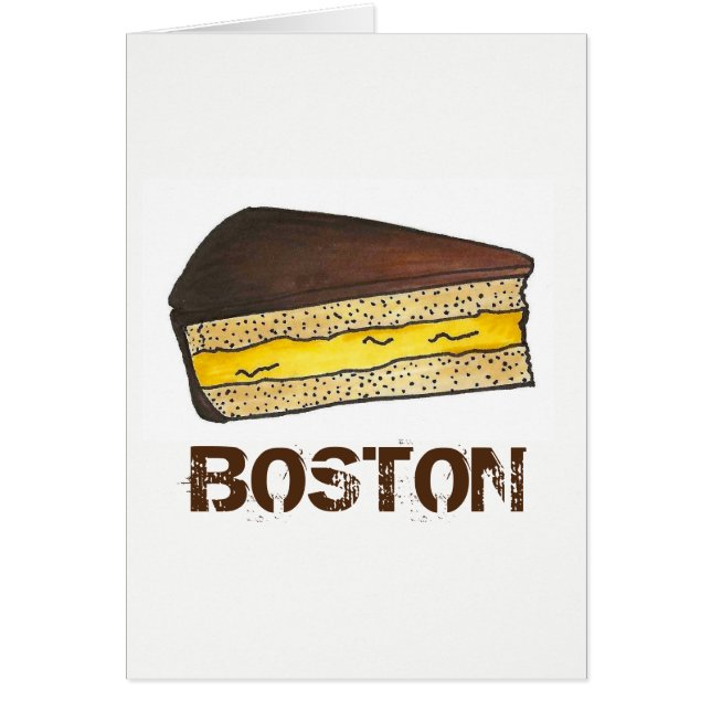 Cartão Boston Cream Creme Pie Slice Dessert Massachusetts (Frente)