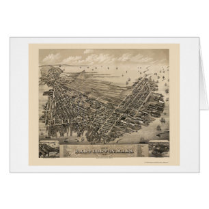 Cartão Boston do leste, mapa panorâmico das MÃES - 1879