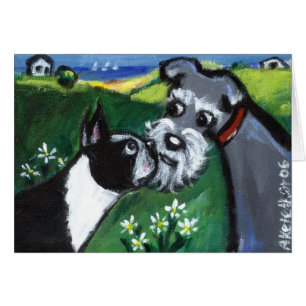 Cartão Boston encontra o schnauzer