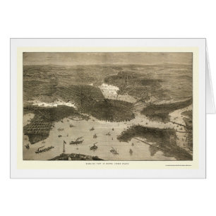 Cartão Boston, mapa panorâmico das MÃES - 1870s