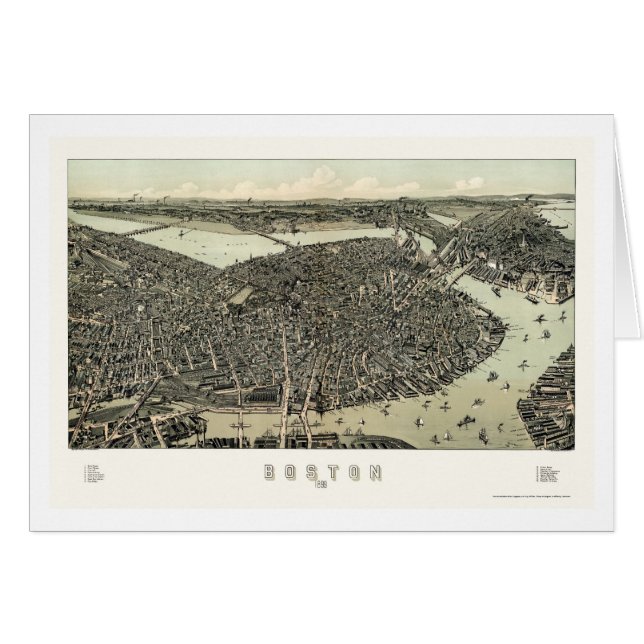 Cartão Boston, mapa panorâmico das MÃES - 1899 (Frente Horizontal)