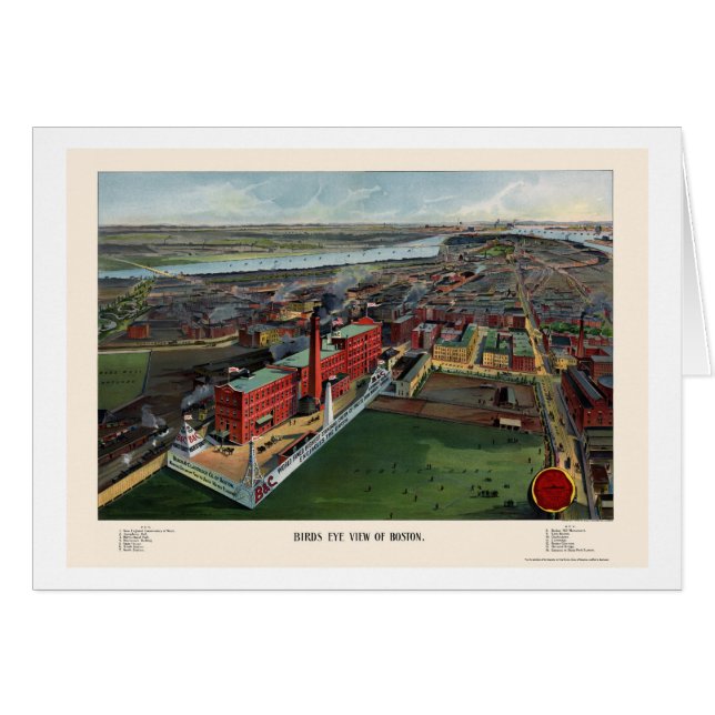 Cartão Boston, mapa panorâmico das MÃES - 1902 (Frente Horizontal)