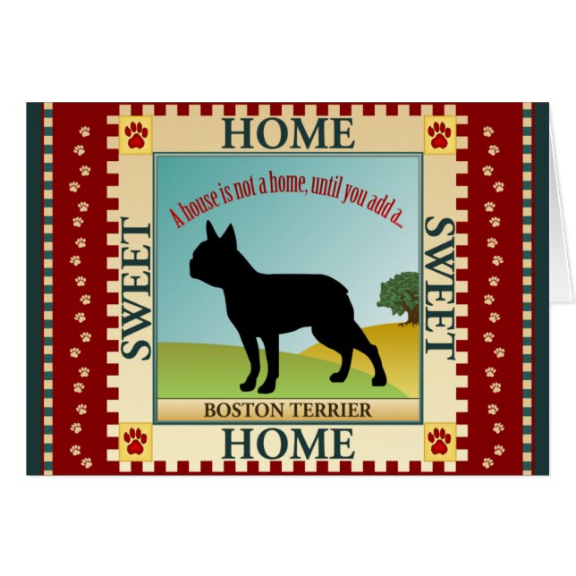 Cartão Boston Terrier (Frente Horizontal)