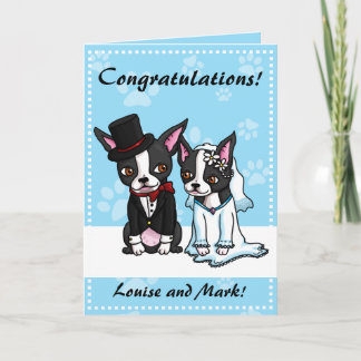 Cartão Boston Terrier Bride and Groom card
