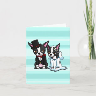 Cartão Boston Terrier Bride e Groom