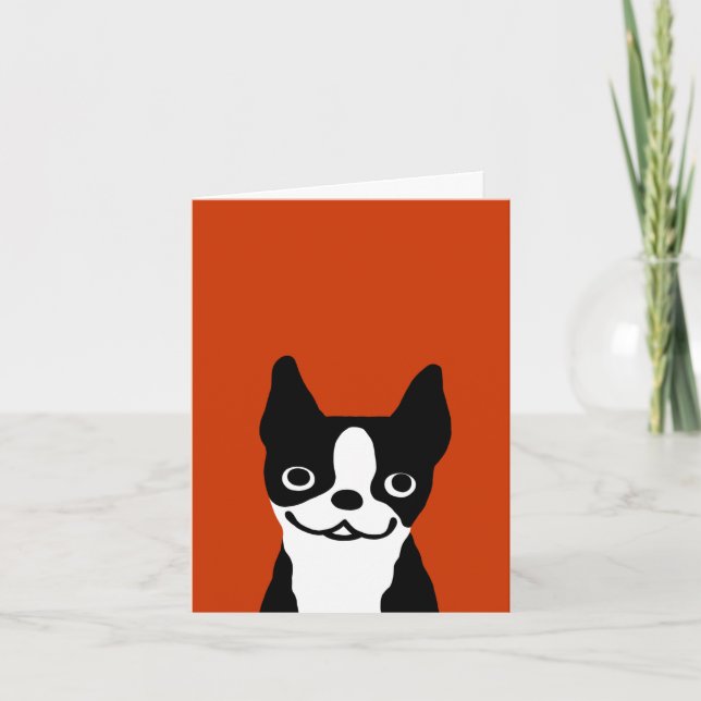 Cartão Boston Terrier - cão bonito da cara (Frente)