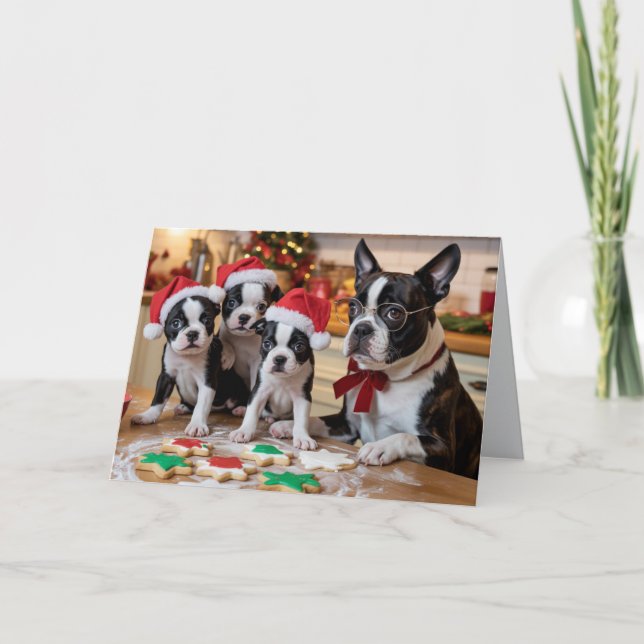 Cartão Boston Terrier Christmas Cookie Card (Frente)