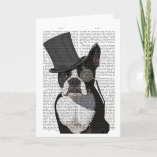 Cartão Boston Terrier, Formal Hound e Chapéu