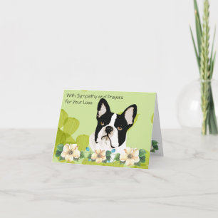Cartão Boston Terrier, Green Leaf Floral
